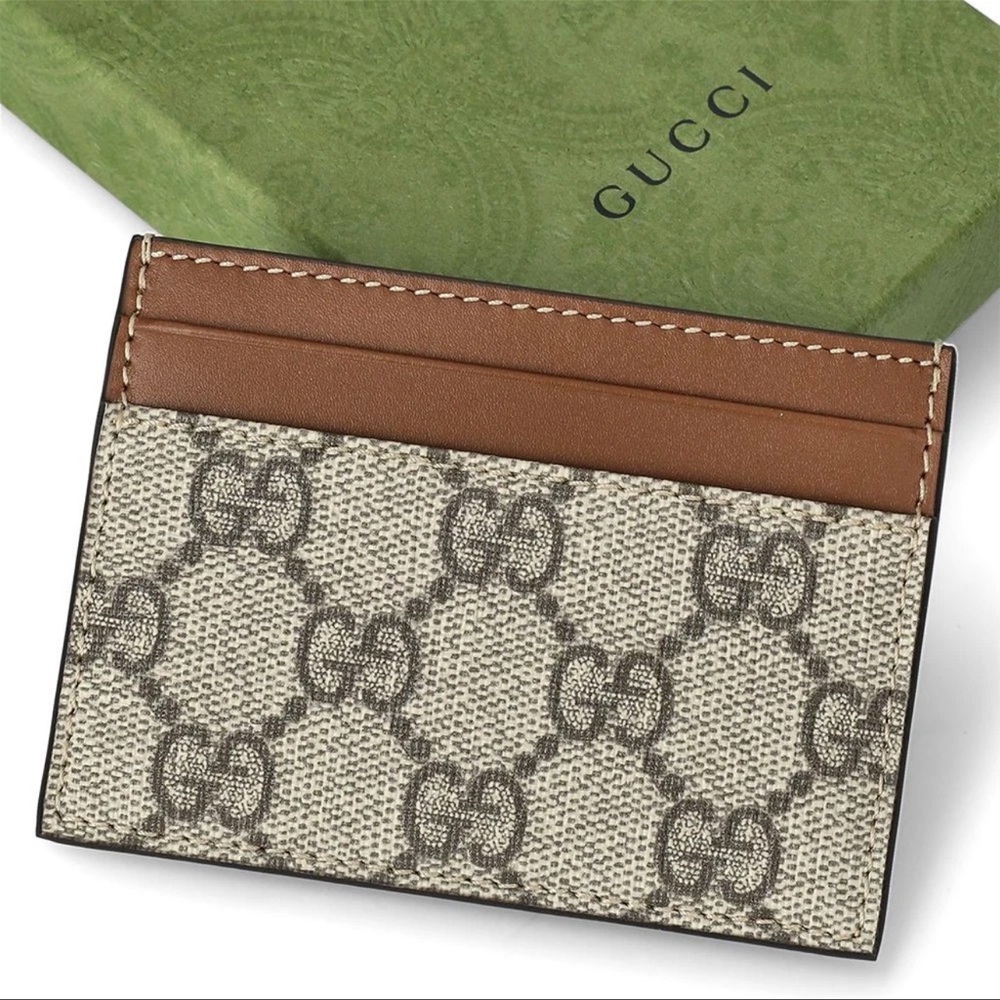 Gucci official GG Supreme Beige Canvas Card Case & Card Holder - Picture 4 of 9